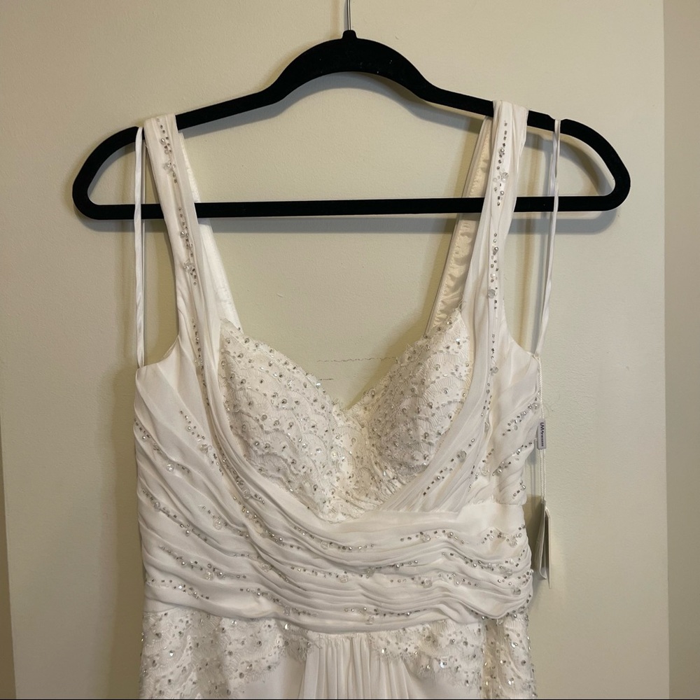 LM by Mignon HY1200 Long Embellished Wrap Dress Ivory Size 6 NEW WITH TAGS - Picture 4 of 11